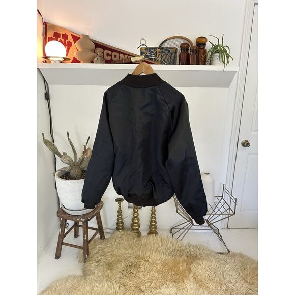 Vintage 1980s Hot Shot Black Satin Jacket XL - Picture 5 of 5